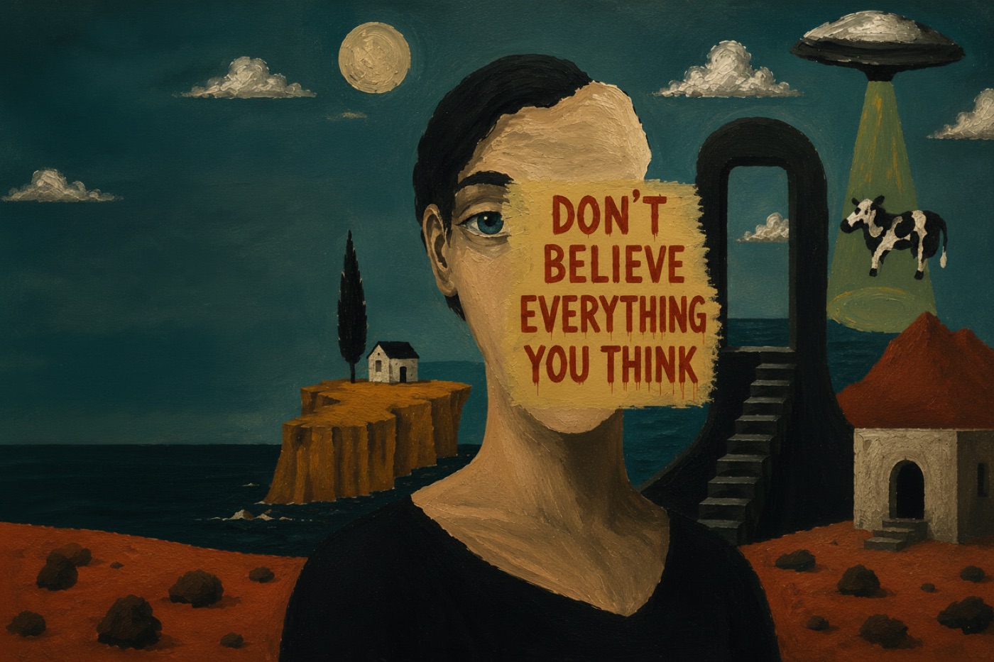 Don't Believe Everything You Think, acrylic painting